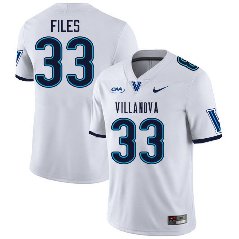 Villanova Wildcats #33 Ian Files College Football Jerseys Stitched-White Villanova Wildcats #33 Ian Files College Football Jerseys Stitched-White